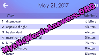 may 21 mystic words