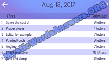 august 15 mystic words