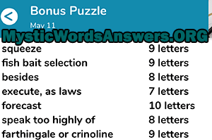 May 11 7 little words bonus answers