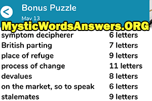 May 13 7 little words bonus answers