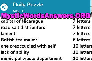 May 16 7 little words answers