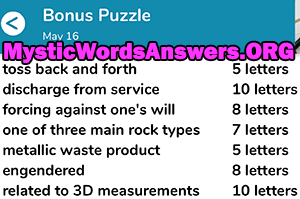 May 16 7 little words bonus answers