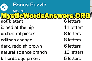 May 20 7 little words bonus answers