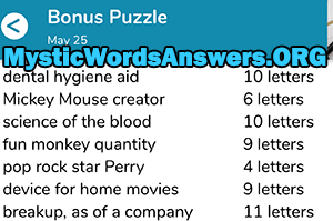 May 25 7 little words bonus answers