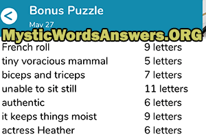 May 27 7 little words bonus answers
