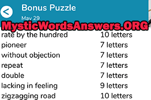 May 29 7 little words bonus answers
