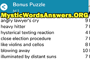 July 1 7 little words bonus answers