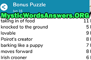 June 16 7 little words bonus answers