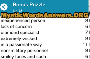 June 18 7 little words bonus answers