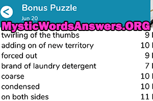 June 20 7 little words bonus answers