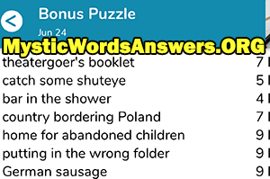 June 24 7 little words bonus answers