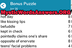June 26 7 little words bonus answers