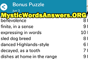 June 3 7 little words bonus answers