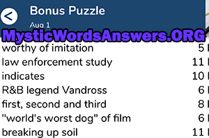 August 1 7 little words bonus answers