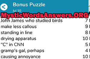 July 10 7 little words bonus answers