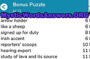 July 12 7 little words bonus answers