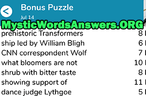 July 14 7 little words bonus answers