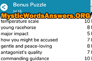 July 16 7 little words bonus answers