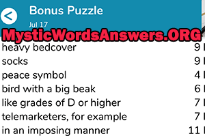 July 17 7 little words bonus answers