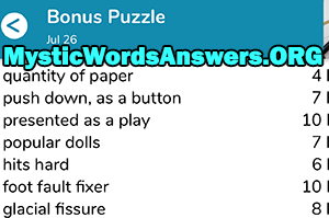 July 26 7 little words bonus answers