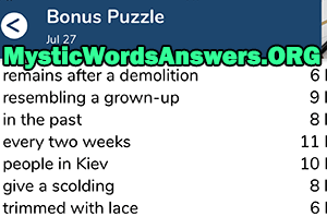 July 27 7 little words bonus answers
