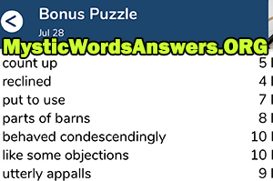 July 28 7 little words bonus answers