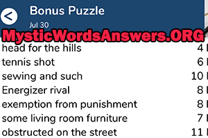 July 30 7 little words bonus answers