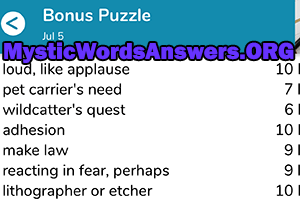 July 5 7 little words bonus answers