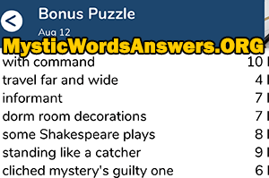 August 12 7 little words bonus answers