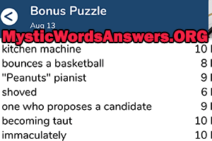 August 13 7 little words bonus answers