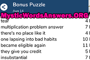August 14 7 little words bonus answers