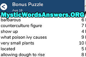 August 16 7 little words bonus answers