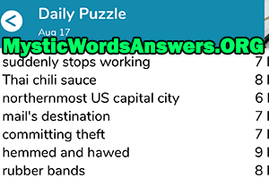 August 17 7 little words answers