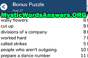 August 17 7 little words bonus answers
