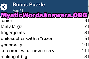 August 21 7 little words bonus answers