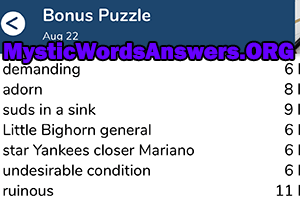 August 22 7 little words bonus answers