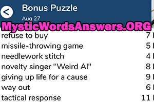 August 27 7 little words bonus answers