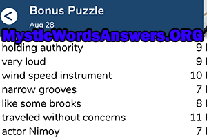 August 28 7 little words bonus answers