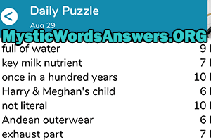 August 29 7 little words answers