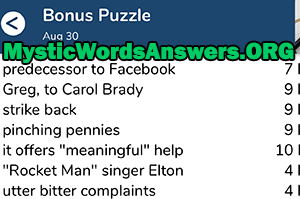 August 30 7 little words bonus answers