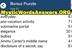 August 31 7 little words bonus answers