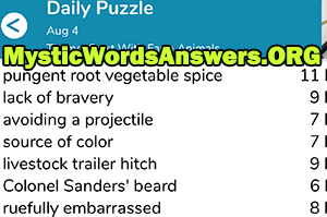 August 4 7 little words answers