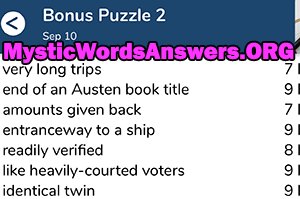 September 10 7 little words bonus answers