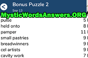September 13 7 little words bonus answers