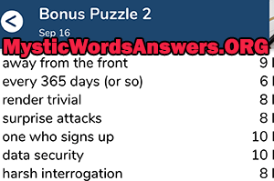 September 16 7 little words bonus answers