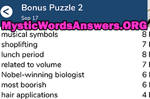 September 17 7 little words bonus answers