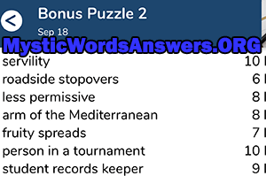 September 18 7 little words bonus answers