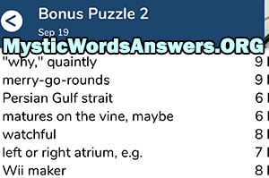 September 19 7 little words bonus answers