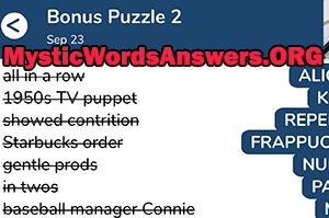 September 23 7 little words bonus answers
