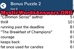 September 9 7 little words bonus answers